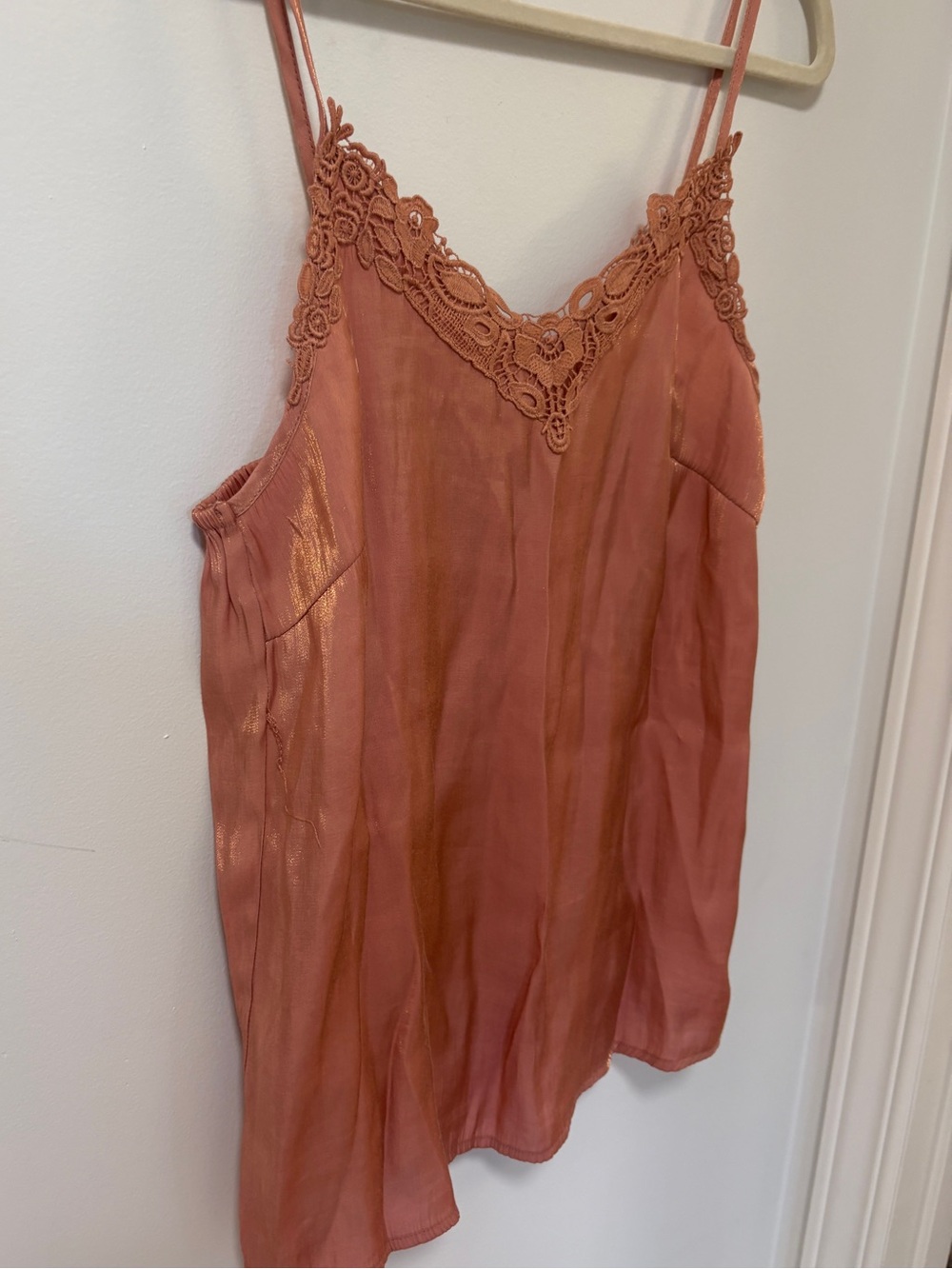 Cream Clothing Brand Danish Tank Pink Gold Shimmery Cecile Singlet Sz 36 Viscose